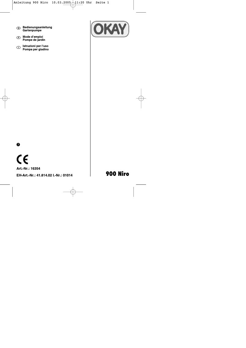 Imagen de la primera página del manual del dispositivo 900 Niro