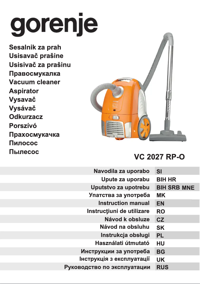 Página 1 del manual Manual de usuario Gorenje VC2027RPO