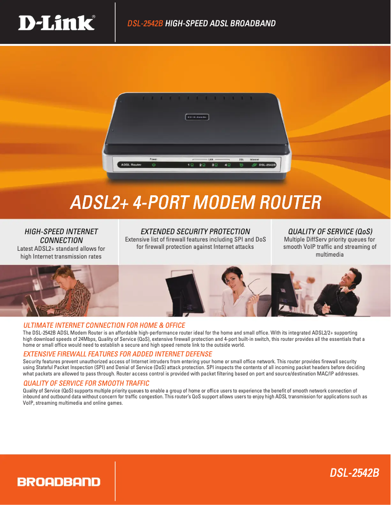 Página 1 del manual Ficha técnica D-Link DSL-2542B