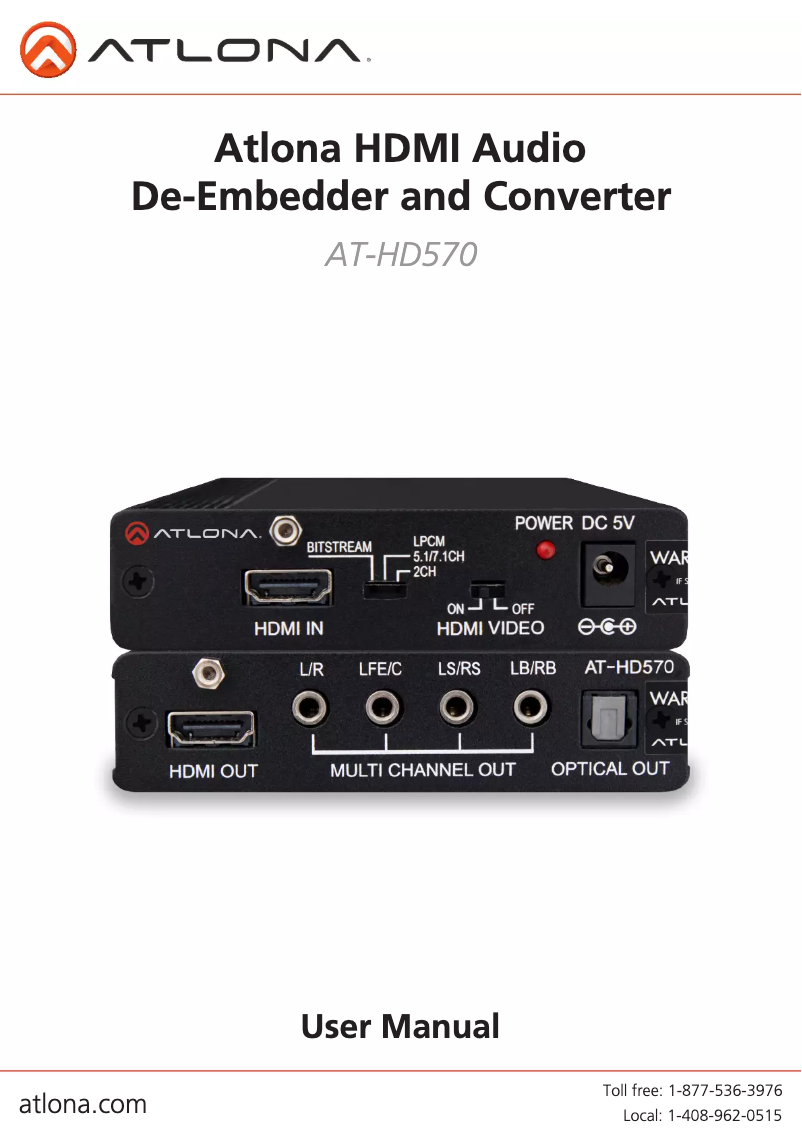 Imagen de la primera página del manual del dispositivo AT-HD570