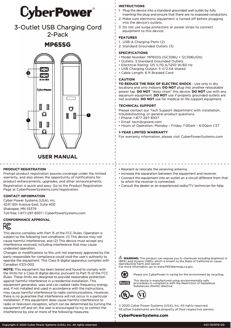 Imagen de la primera página del manual del dispositivo Reach & Charge MP65SG