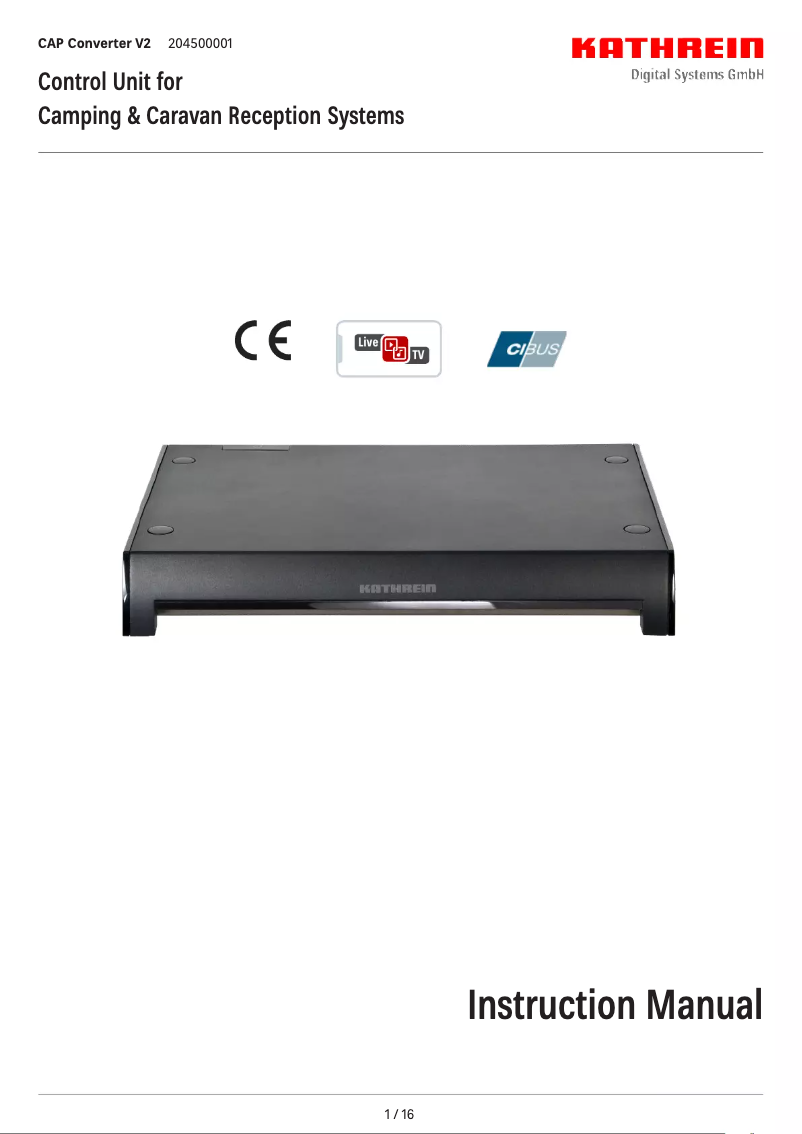 Página 1 del manual Manual de usuario Kathrein HDS 166 plus