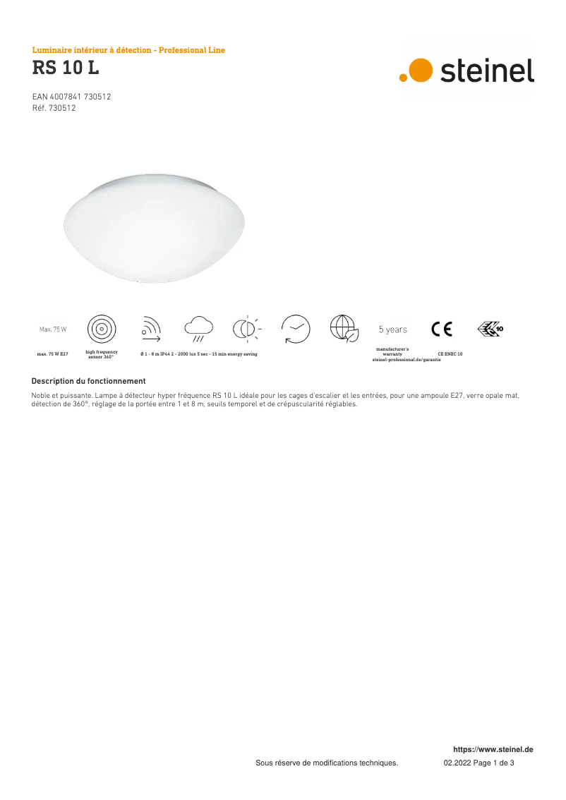 Imagen de la primera página del manual del dispositivo RS 10 L