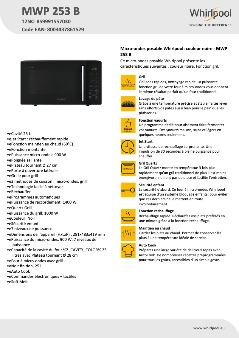 Imagen de la primera página del manual del dispositivo MWP 253 B