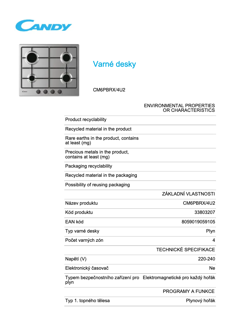 Imagen de la primera página del manual del dispositivo CM6PBRX
