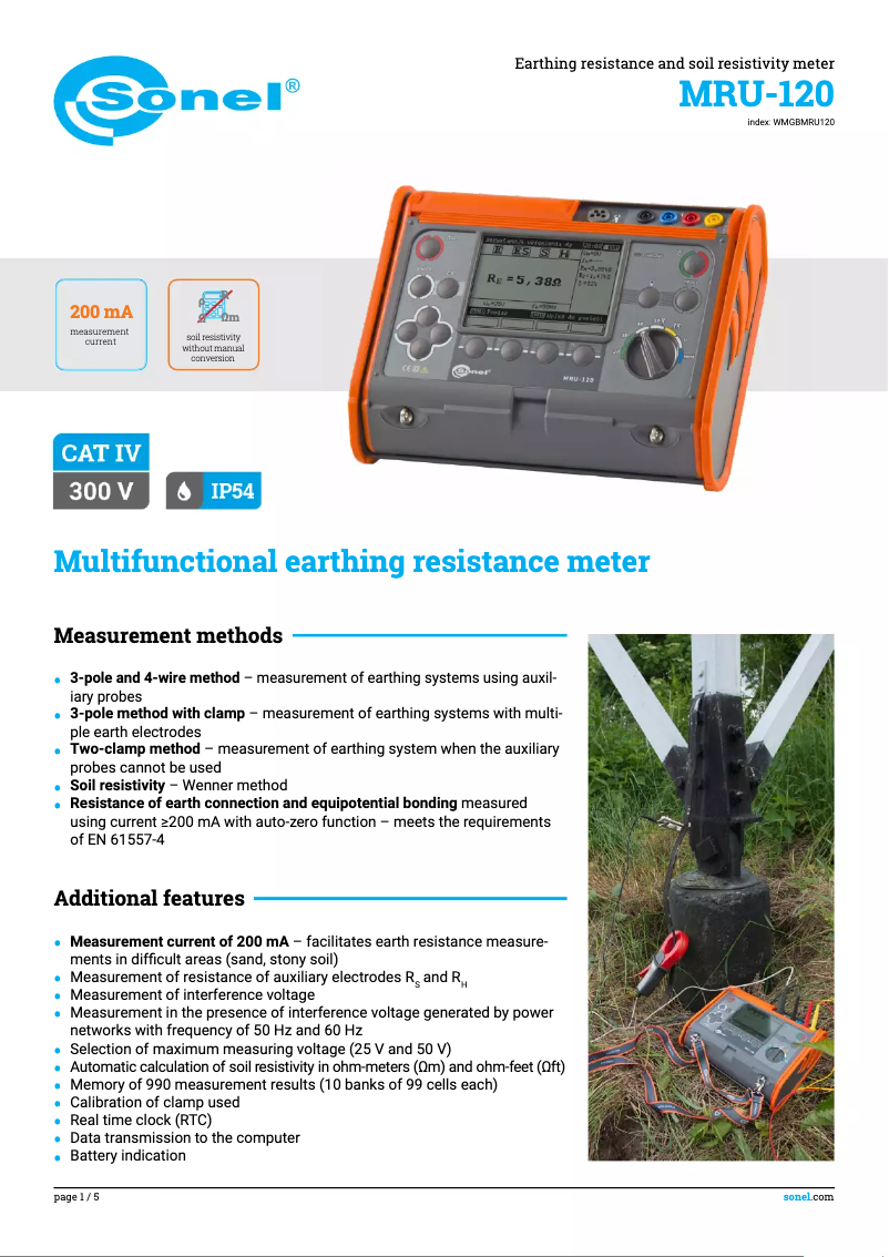 Imagen de la primera página del manual del dispositivo MRU-120