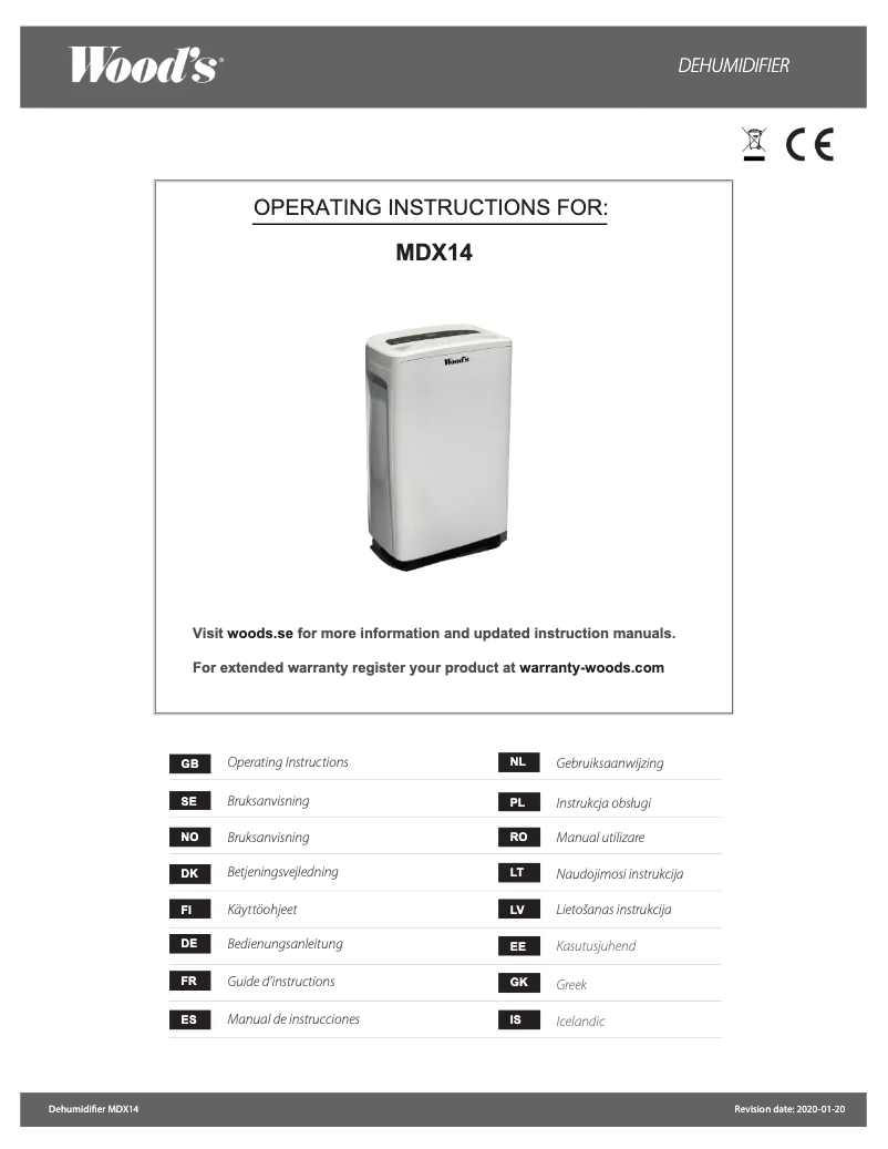 Imagen de la primera página del manual del dispositivo MDX14