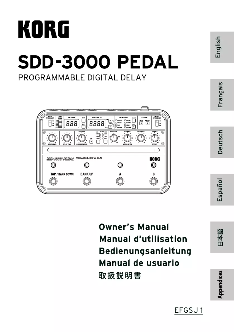 Imagen de la primera página del manual del dispositivo SDD-3000 Pedal
