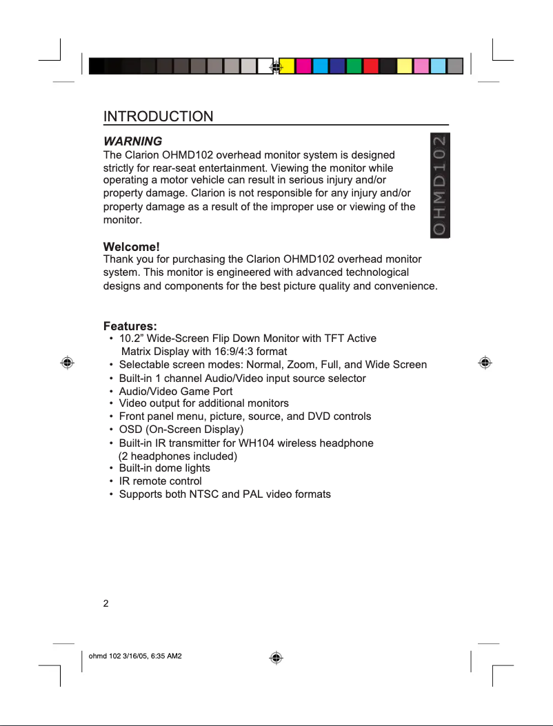 Imagen de la primera página del manual del dispositivo OHMD102