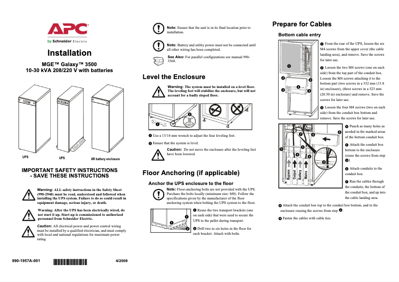 Página 1 del manual Manual de usuario APC MGE Galaxy 3500