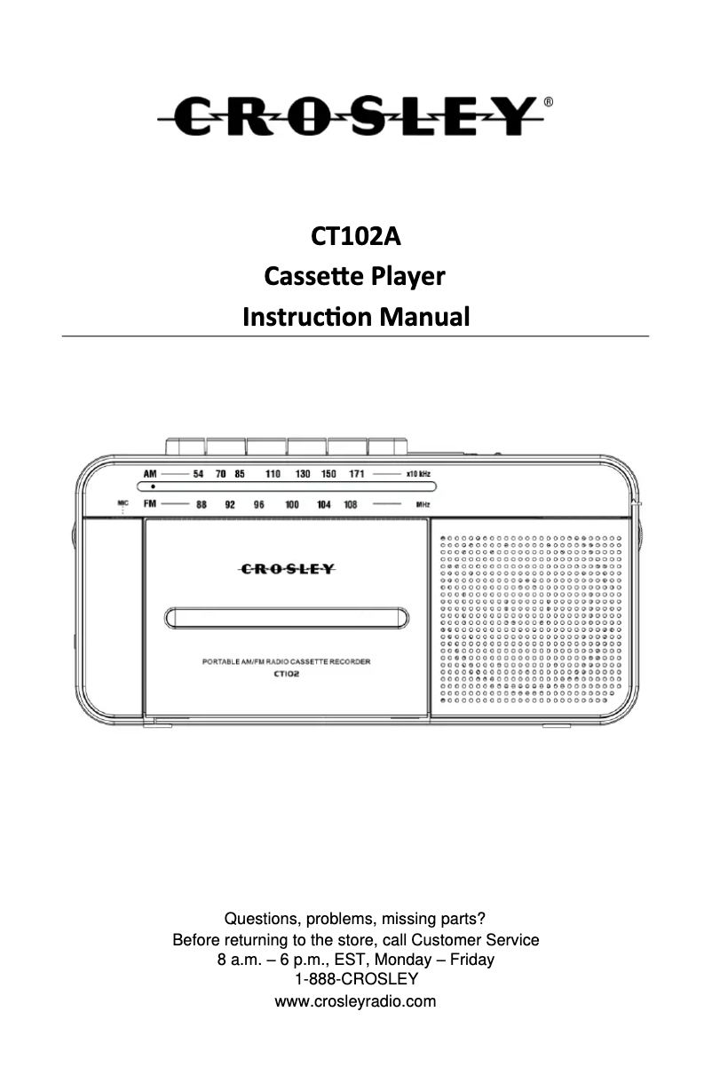 Página nº 1 - Manual de usuario Crosley CT102A