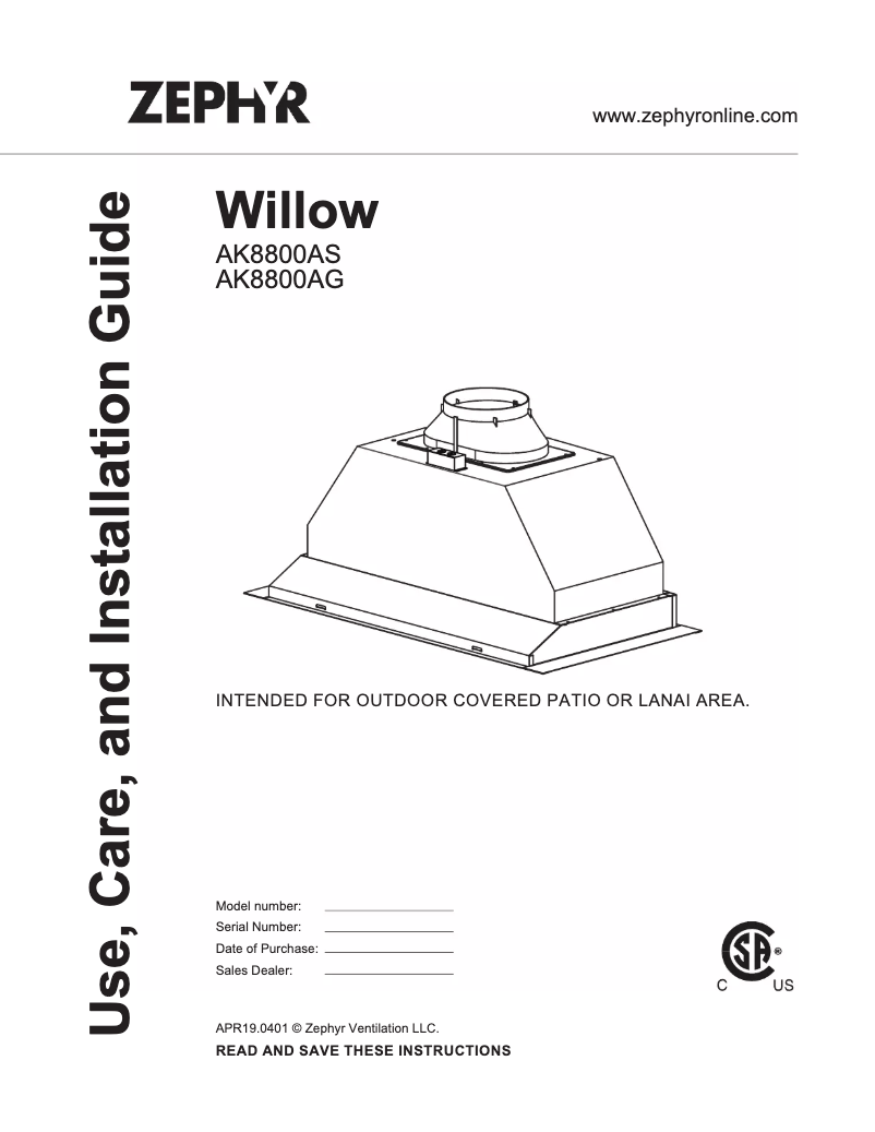Imagen de la primera página del manual del dispositivo Willow AK8800AS
