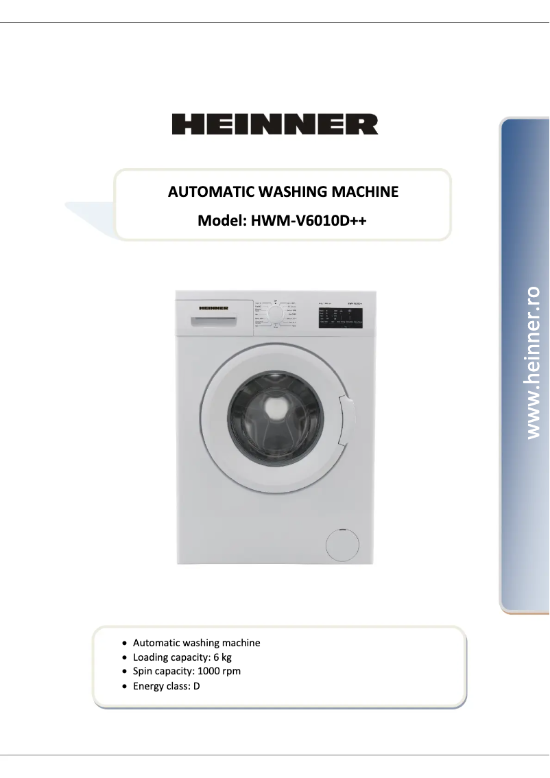 Página 1 del manual Manual de usuario Heinner HWM-V6010D++