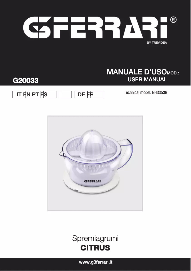 Imagen de la primera página del manual del dispositivo Citrus G20033