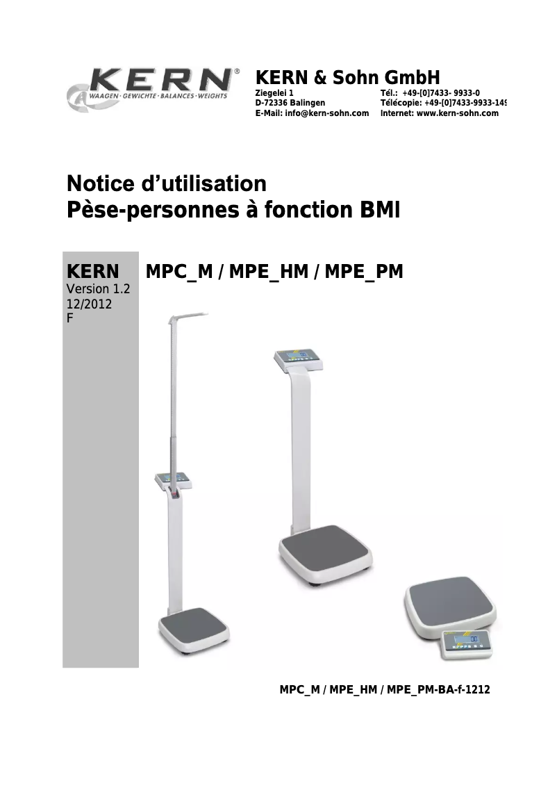 Página 1 del manual Manual de usuario Kern MPE 250K100HM