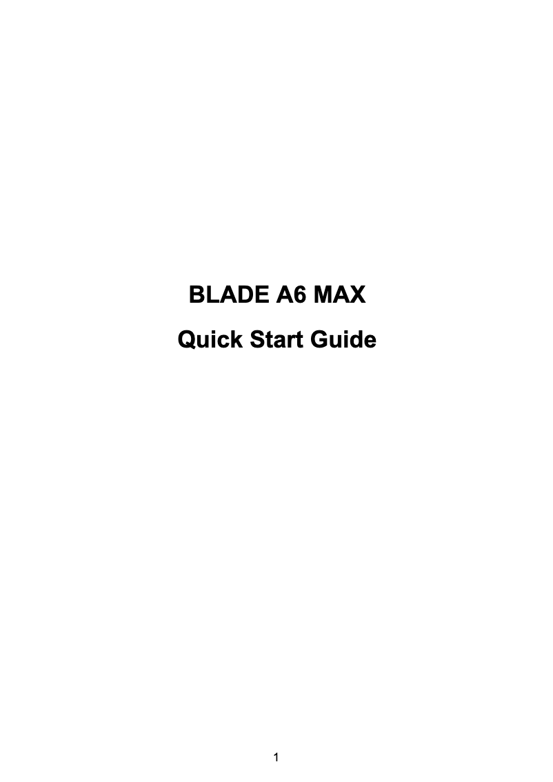 Imagen de la primera página del manual del dispositivo Blade A6 Max