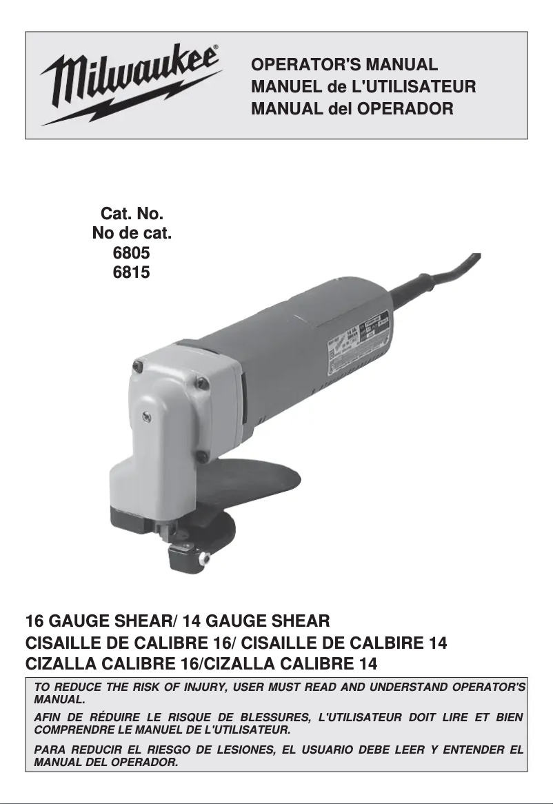 Página 1 del manual Manual de usuario Milwaukee 6815