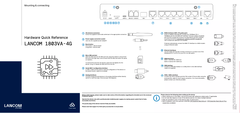 Página 1 del manual Manual de usuario Lancom 1803VA-4G