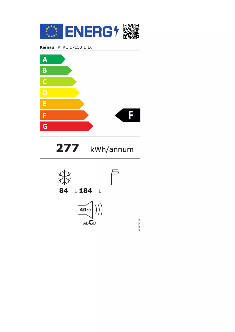 Página 1 del manual Etiqueta energética Kernau KFRC 17153 W
