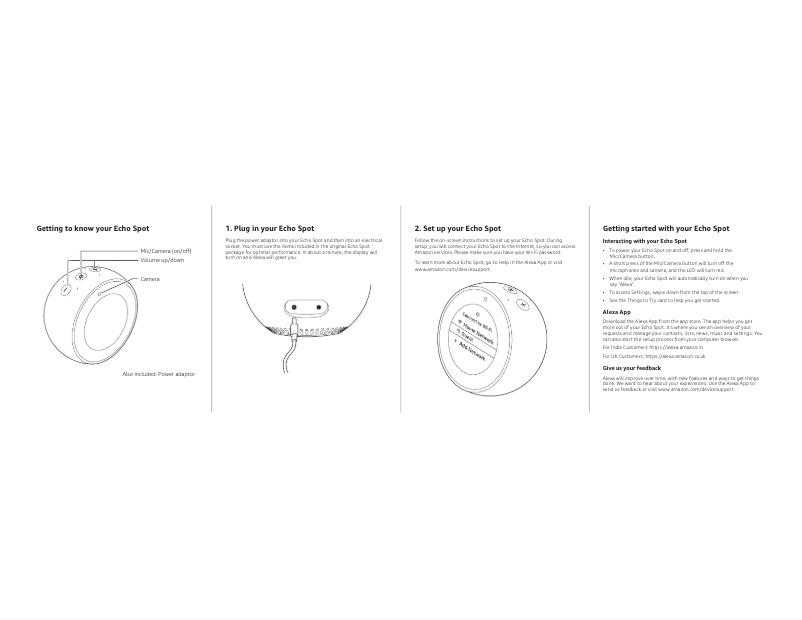 Imagen de la primera página del manual del dispositivo Echo Spot