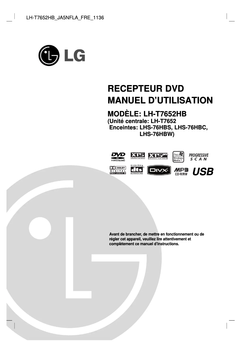 Imagen de la primera página del manual del dispositivo LH-T7652HB