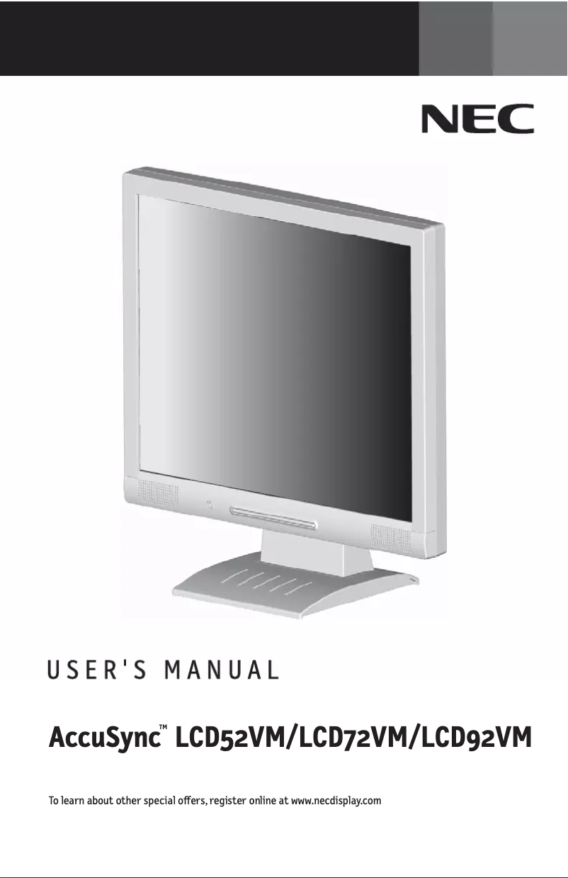 Imagen de la primera página del manual del dispositivo AccuSync LCD52V