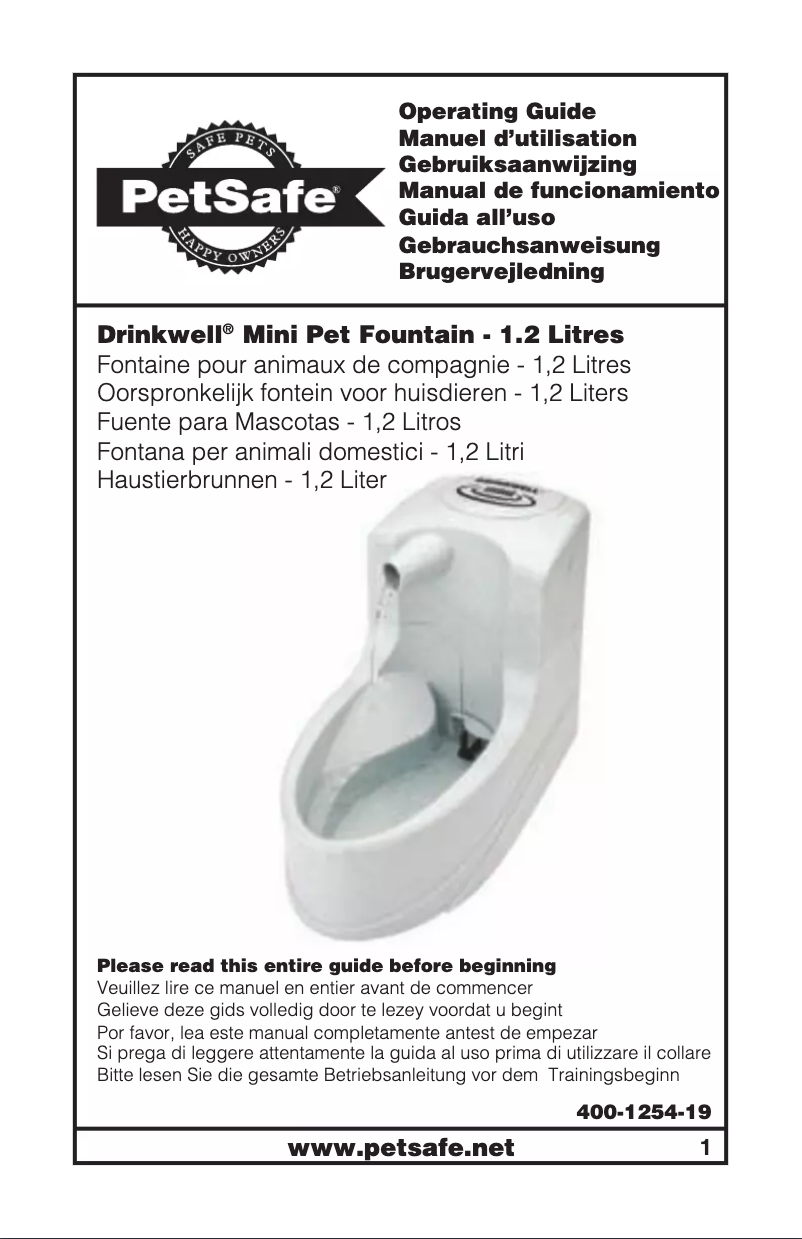 Imagen de la primera página del manual del dispositivo Drinkwell