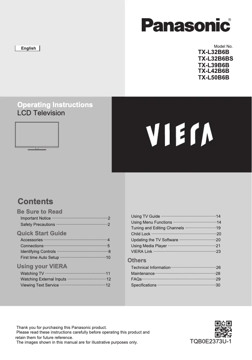 Página nº 1 - Manual de instrucciones Panasonic Viera TX-L32B6B