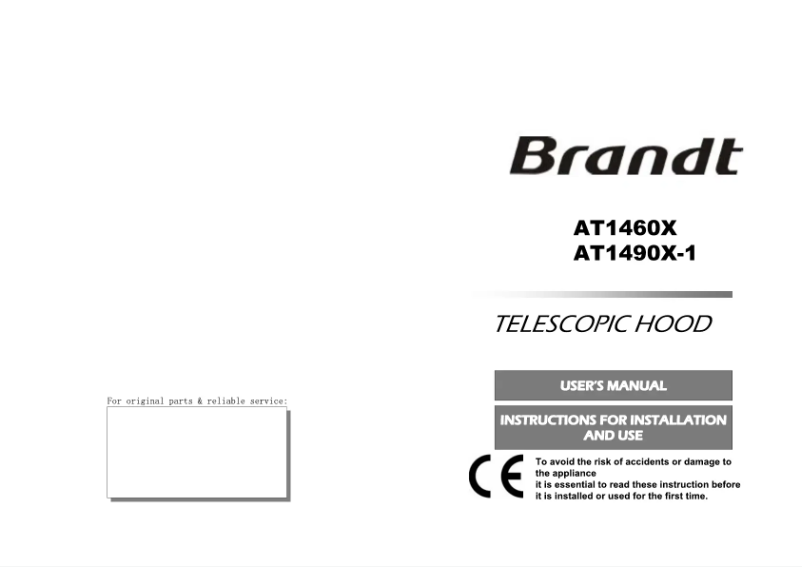 Página 1 del manual Manual de usuario Brandt AT1460X