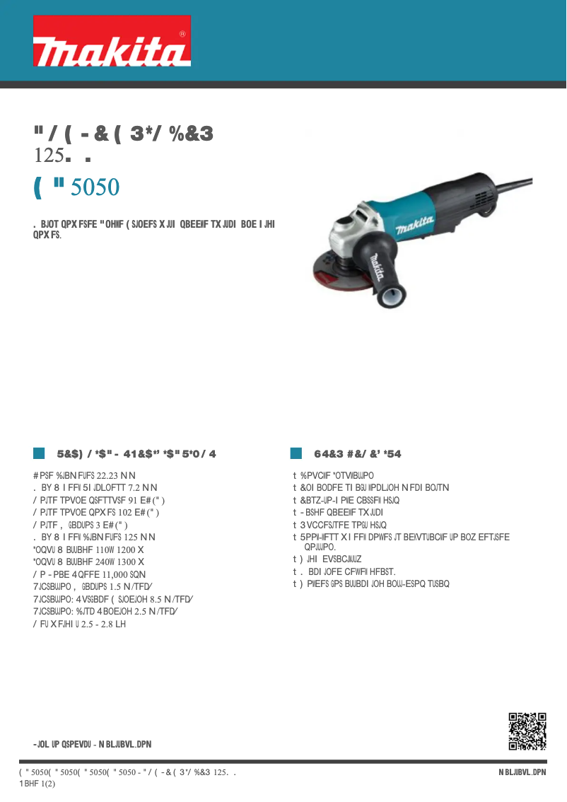 Página 1 del manual Ficha técnica Makita GA5050