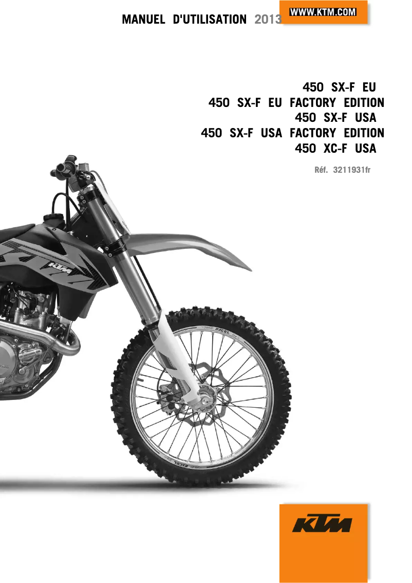 Imagen de la primera página del manual del dispositivo 450 XC-F (2013)
