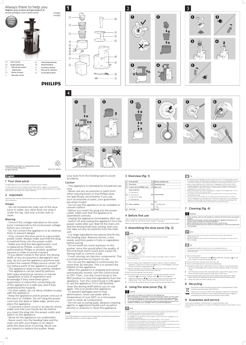 Página 1 del manual Manual de usuario Philips Avance Collection HR1880