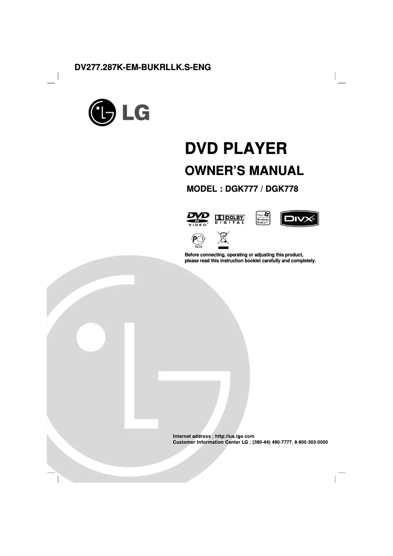 Página 1 del manual Manual de usuario LG DGK778