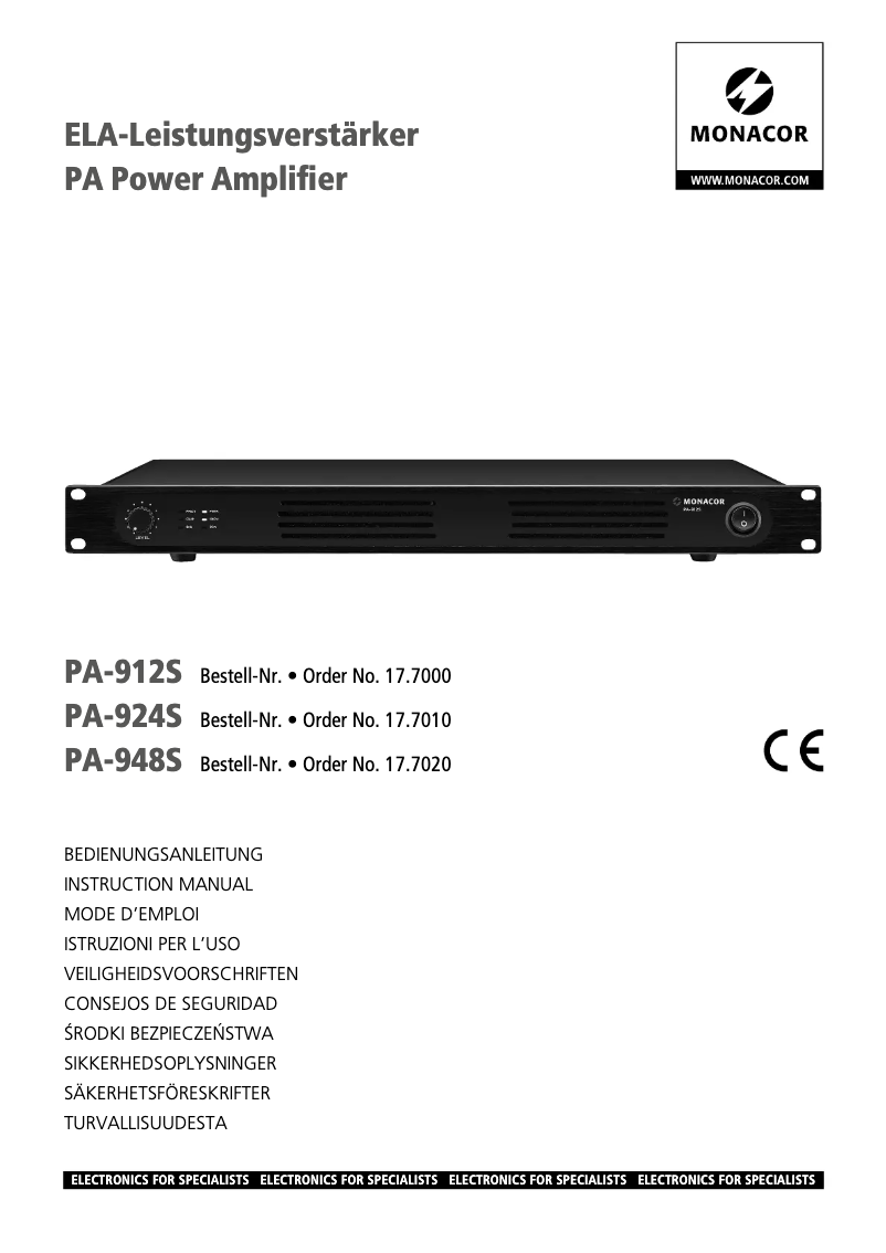 Imagen de la primera página del manual del dispositivo PA-924S