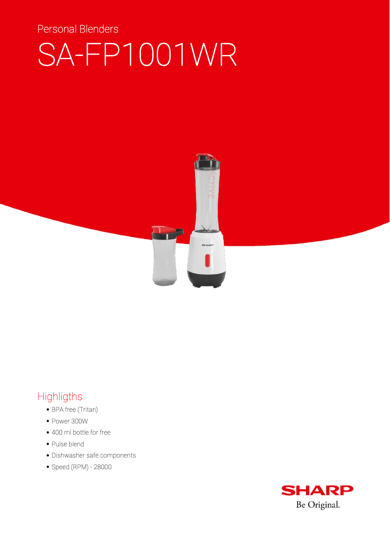 Página 1 del manual Ficha técnica Sharp SA-FP1001WR