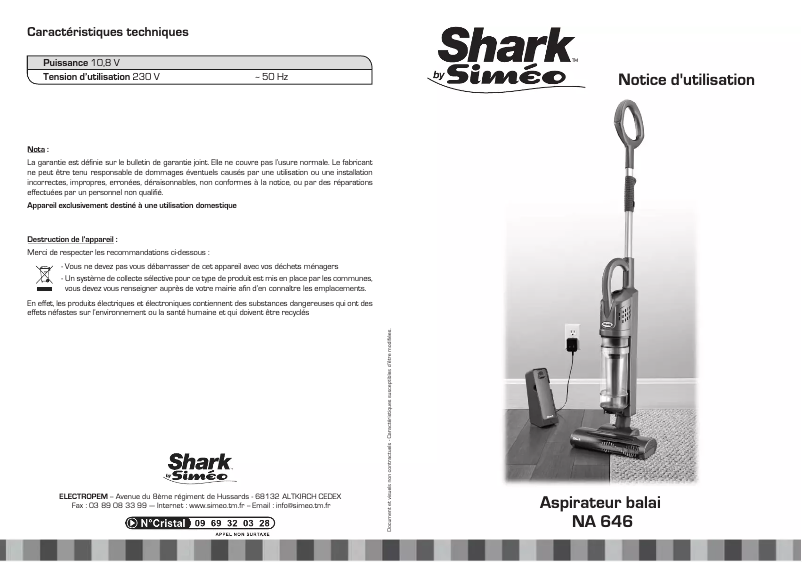 Página 1 del manual Manual de usuario Siméo Shark NA 646