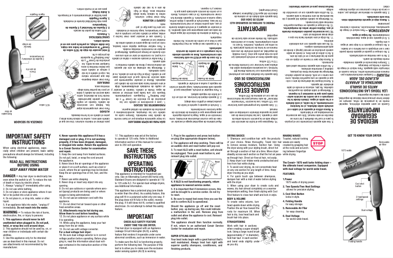 Página 1 del manual Manual de usuario Conair 1875