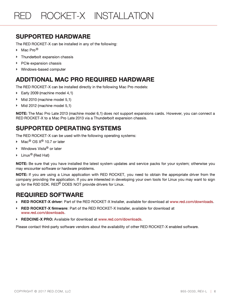 Imagen de la primera página del manual del dispositivo RED ROCKET-X