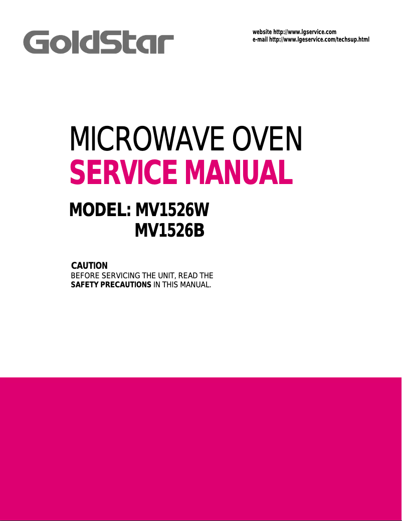 Imagen de la primera página del manual del dispositivo Goldstar MV1526W