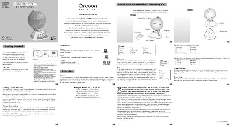 Página 1 del manual Manual de usuario Oregon Scientific SmartGlobe Discovery SG268