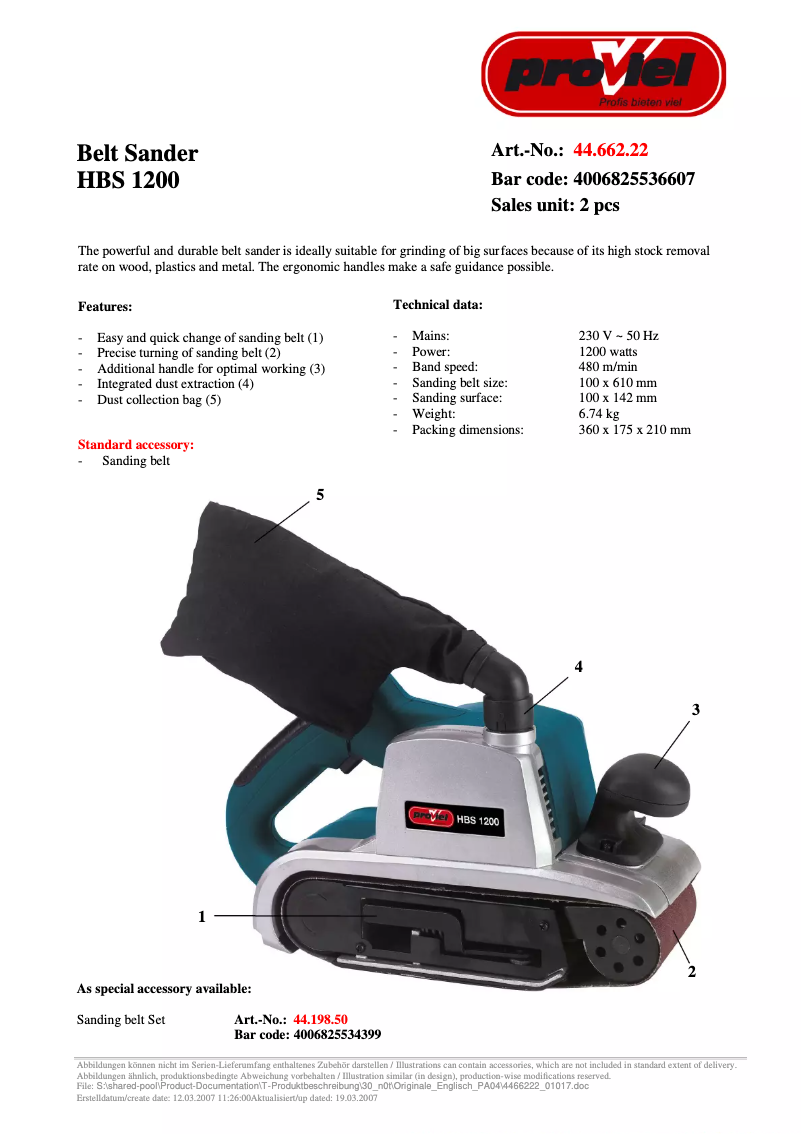 Imagen de la primera página del manual del dispositivo HBS 1200