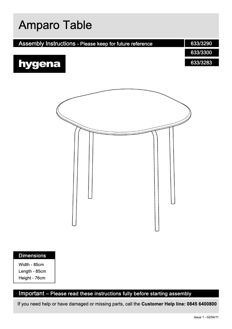 Página 1 del manual Manual de usuario Hygena Amparo