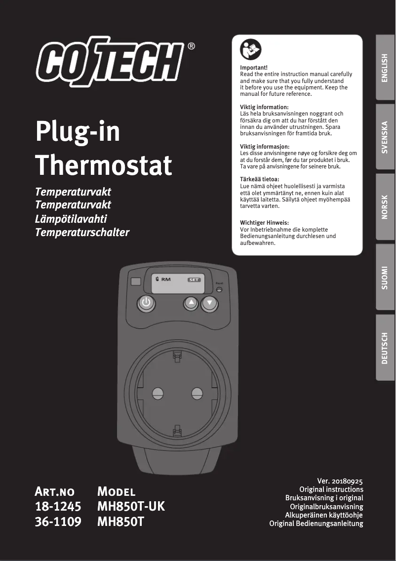 Imagen de la primera página del manual del dispositivo MH850T