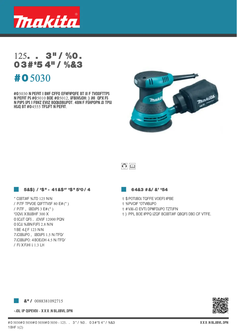 Página 1 del manual Ficha técnica Makita BO5030