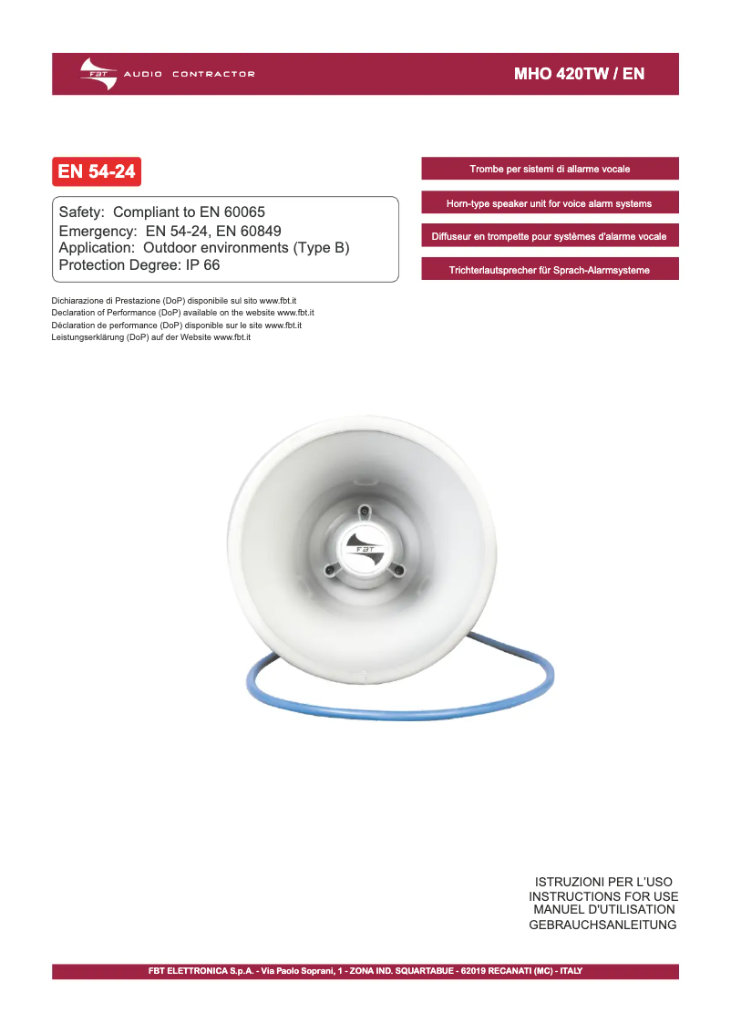 Imagen de la primera página del manual del dispositivo MHO 420 TW