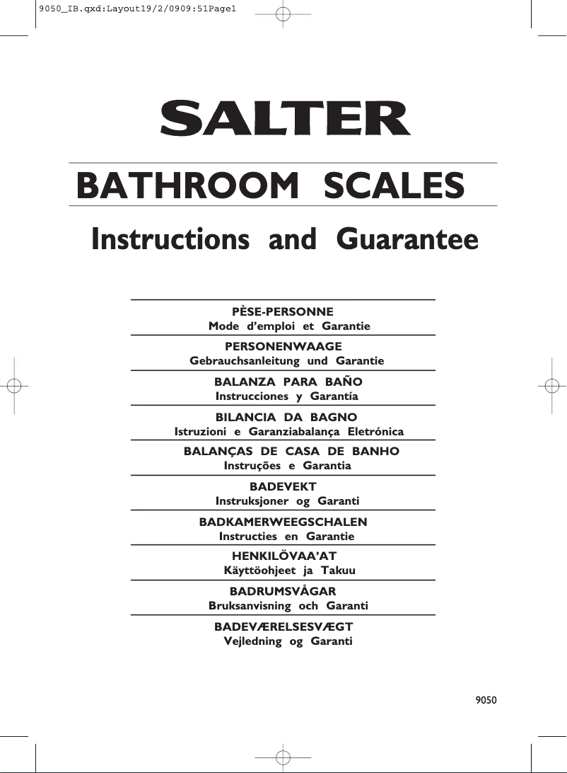 Página 1 del manual Manual de usuario Salter 9050 SVBK3R Ultra Slim