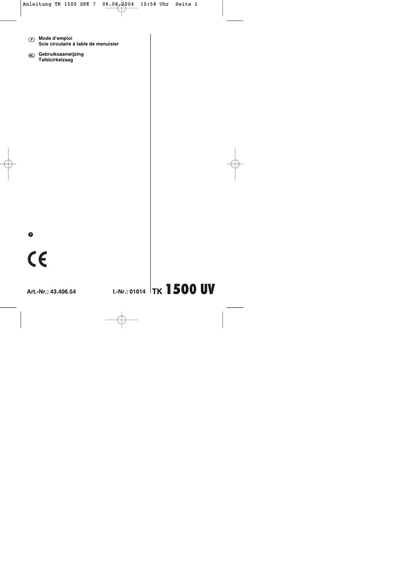 Imagen de la primera página del manual del dispositivo TK 150UV