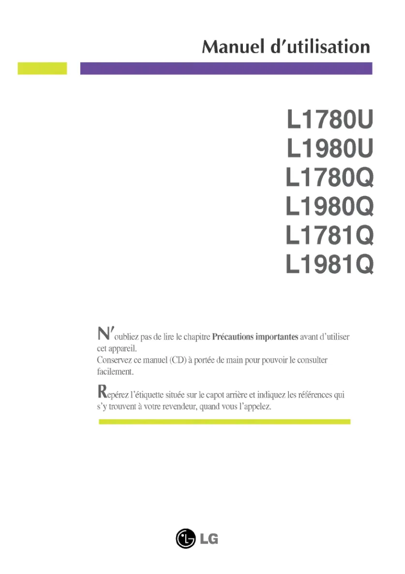 Imagen de la primera página del manual del dispositivo L1780U