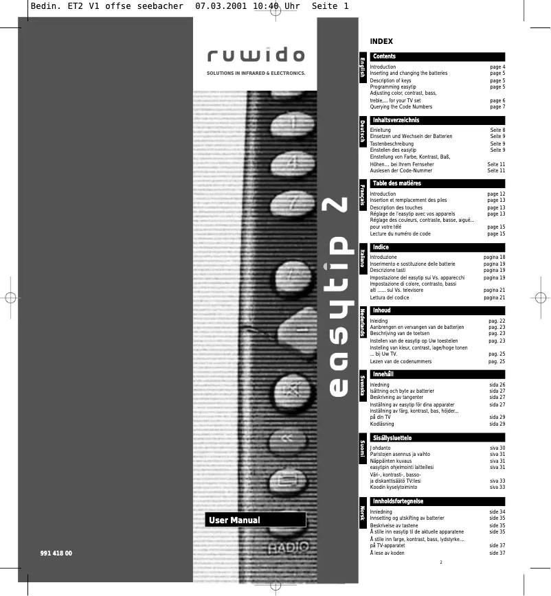 Imagen de la primera página del manual del dispositivo Easytip 2