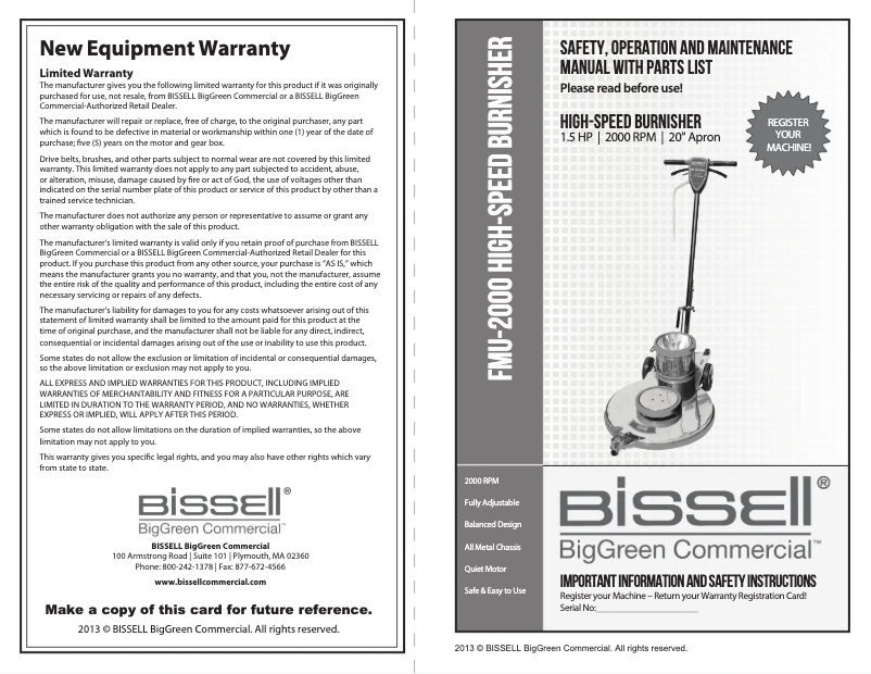 Página 1 del manual Manual de usuario Bissell BGDC-21-2000